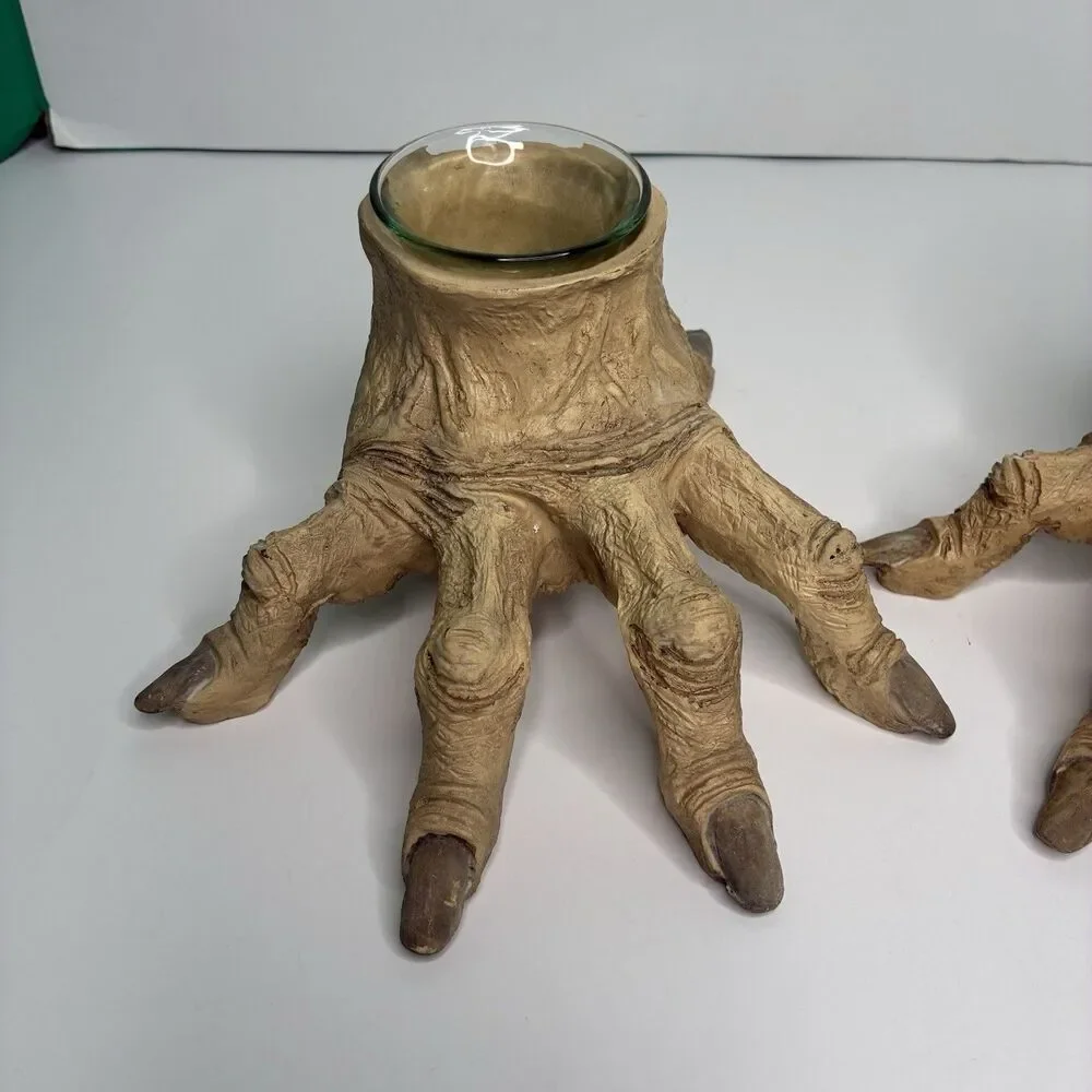 2 Halloween Witch Corpse Zombie Monster Hands Candle Holders Vtg 90’s